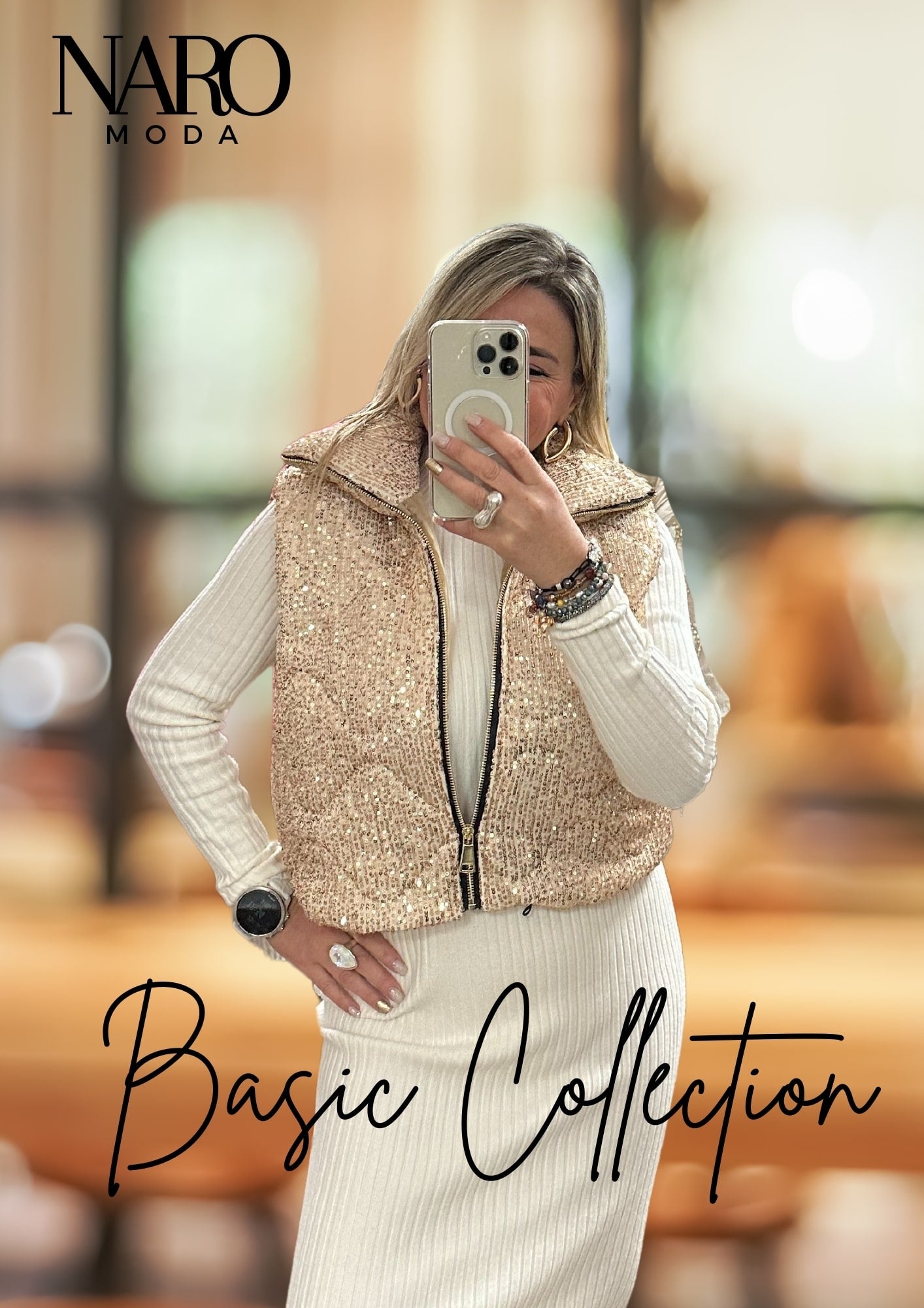 CHALECO GLITTER GOLD